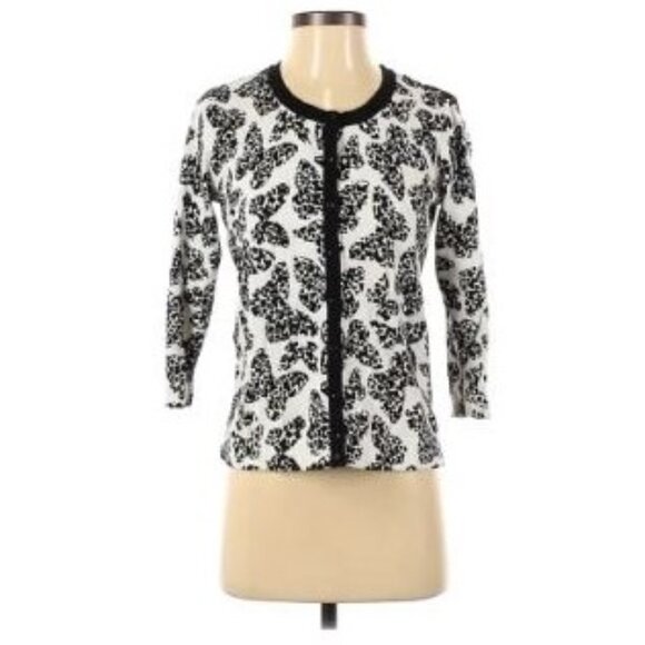 STUDIO WORKS! Boho black & white butterfly print cotton cardigan - Picture 12 of 13